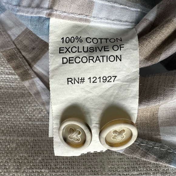 Johnnie-O Mens Long Sleeve Button Down Sz M Ridge Gingham Plaid Gulf Blue Preppy - Picture 10 of 12